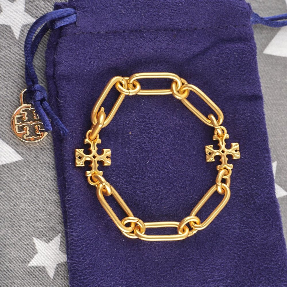 Tory Burch Roxanne Chain Bracelet in Tory Gold (Brand New) - Picture 2 of 7